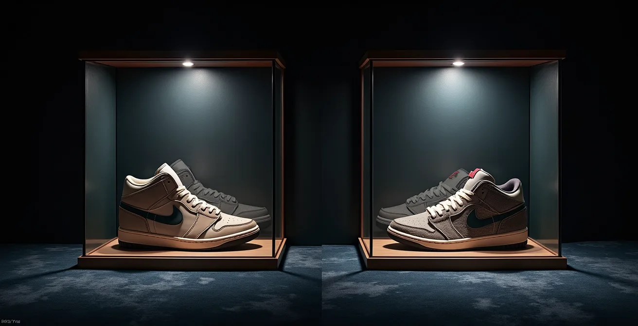 Collection de montres de luxe et sneakers rares exposées comme investissements