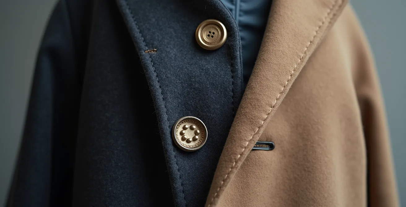 Comparaison visuelle entre la construction d'un manteau de marque historique et celle d'un label digital