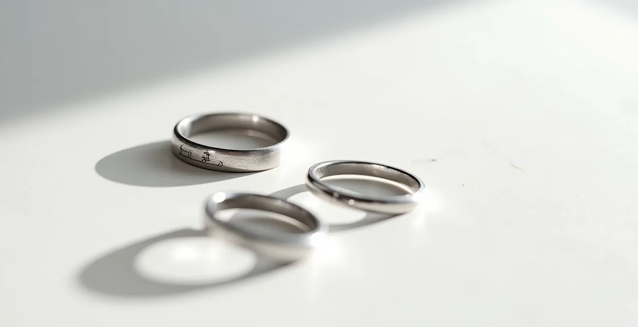 Comparaison visuelle de différentes polices gravées sur des anneaux métalliques