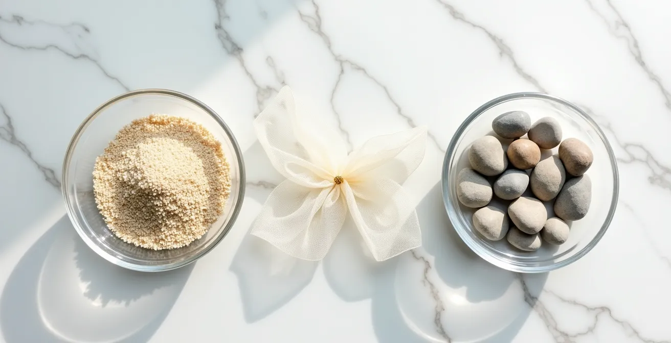 Comparaison visuelle de la taille des molécules d'acide lactique et glycolique