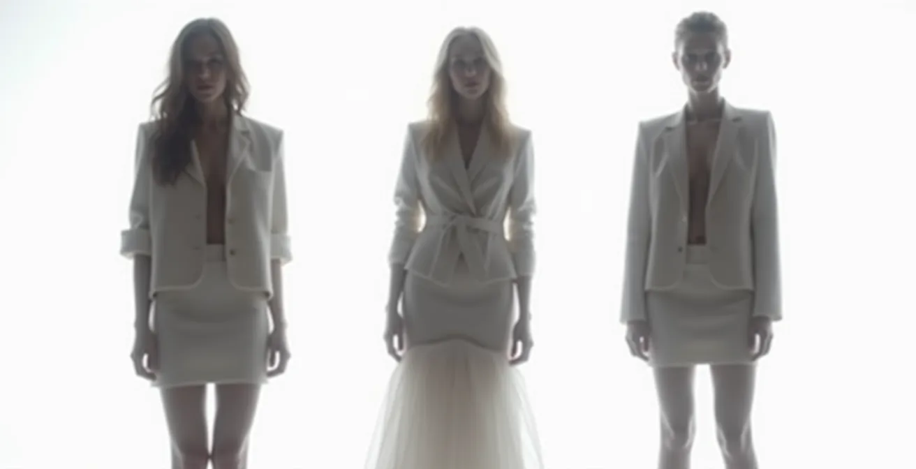 Trois silhouettes illustrant les bonnes associations de longueur entre une veste en jean et une jupe pour un style équilibré.