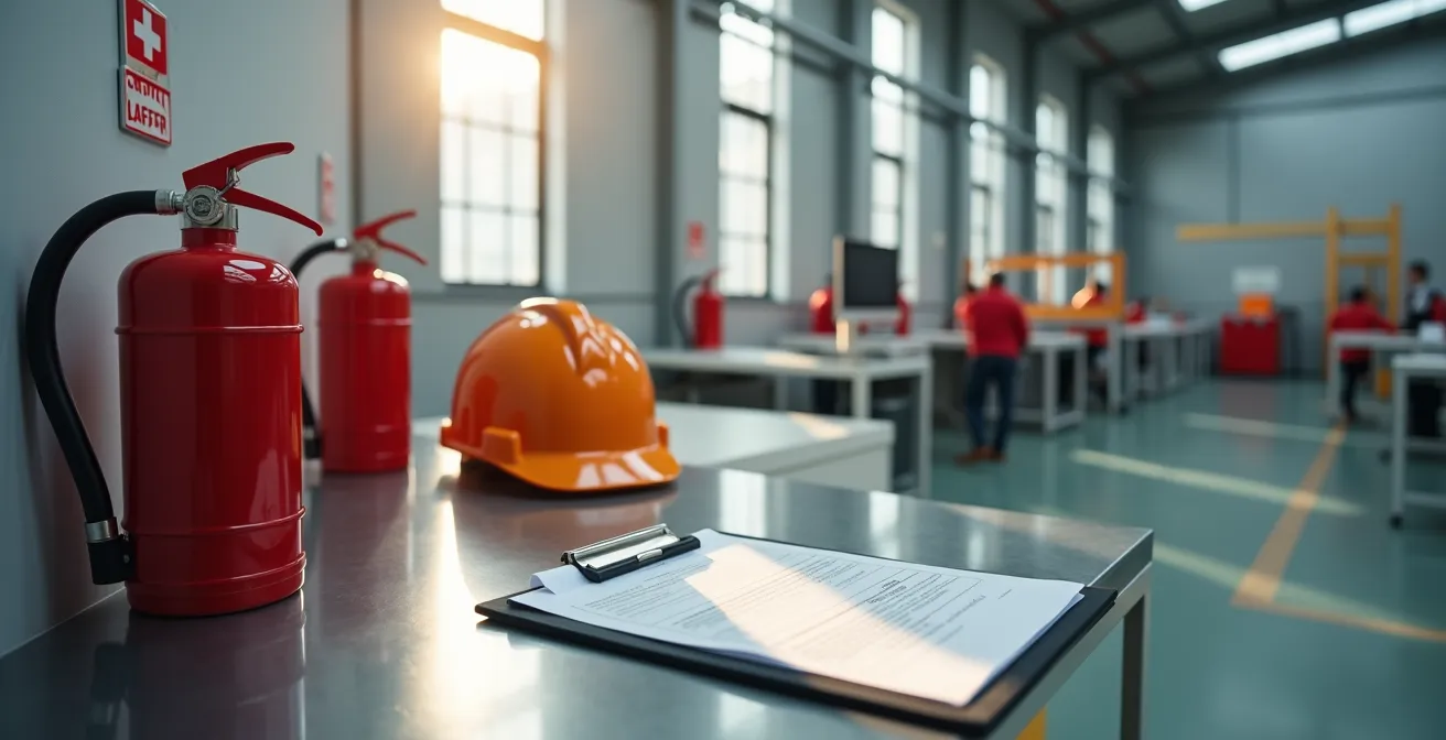 Inspection de sécurité dans une usine textile avec focus sur les équipements de protection