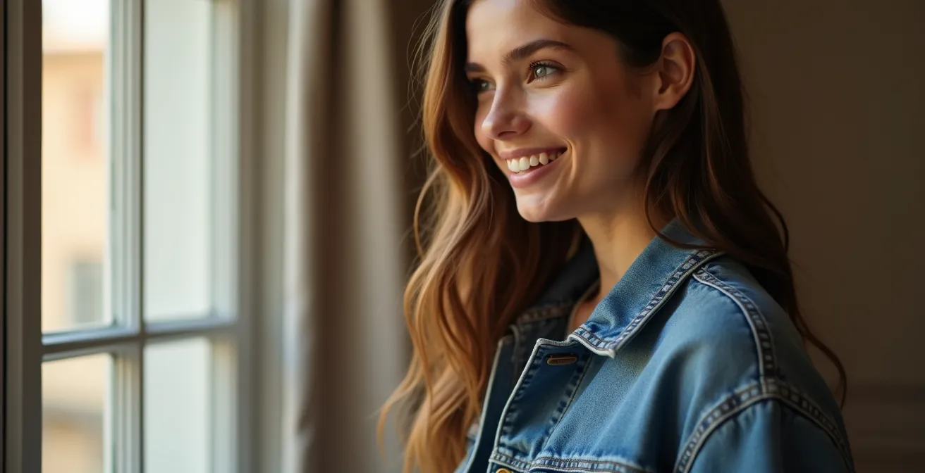 Comparaison visuelle entre une veste bien ajustée dont la couture tombe sur le bras et une veste trop large aux épaules créant un volume carré.